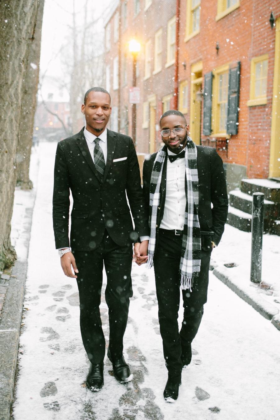 Snowy Couple Portraits on Panama Street by Brae Howard Photography Philly In Love