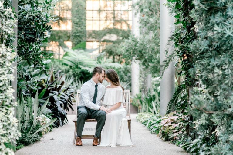 philly couple embracing at longwood gardens engagement photo shoot