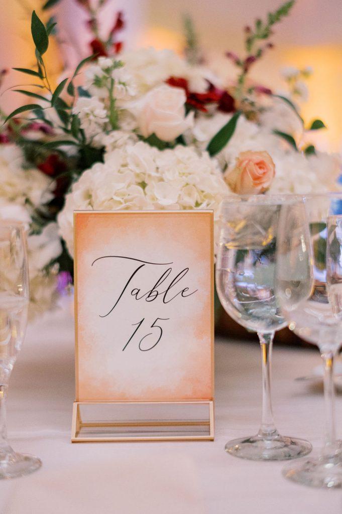 table number on reception table
