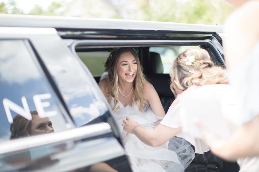 bride in car