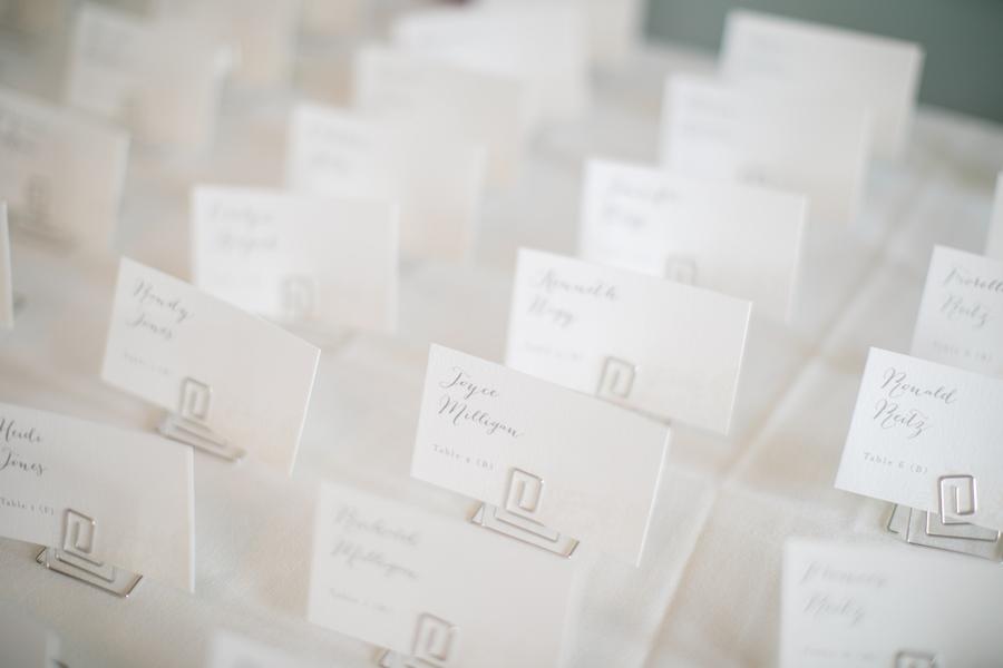 white table seating cards
