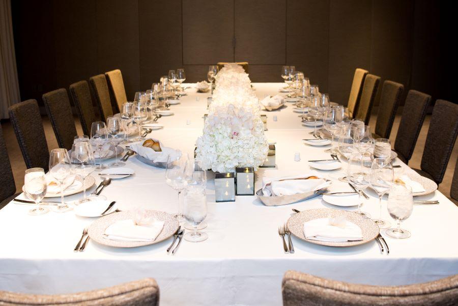 white linen wedding table