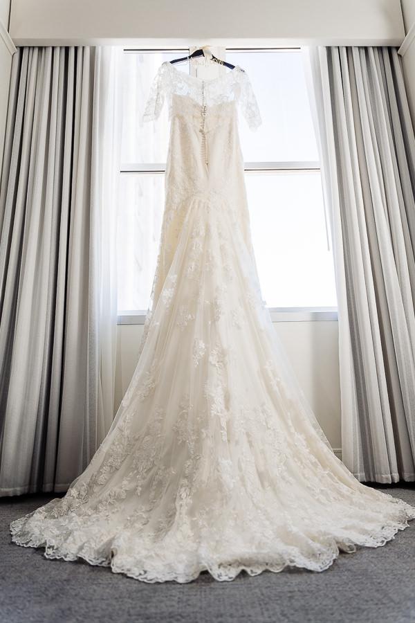 white lace wedding gown